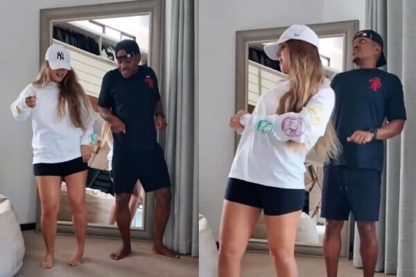 Naked DJ and fiancee Kayleigh Schwark face off in viral dance challenge (Video)
